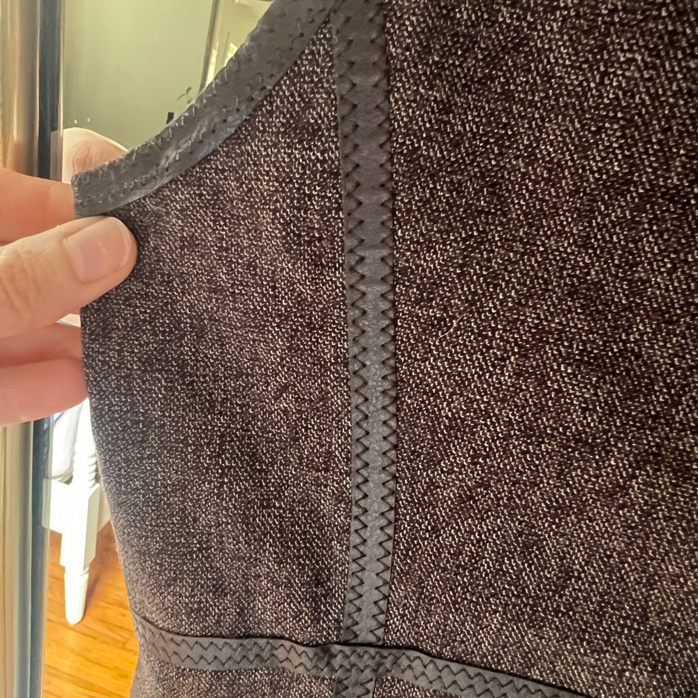 G.I.L.I. Strapless Sheath Dress in Dark Brown Tweed with Leather Trim size 6 - Picture 8 of 9